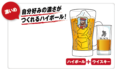 濃いめ 自分好みの濃さがつくれるハイボール! ハイボール+ウイスキー