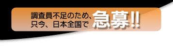 調査員不足のため、只今、日本全国で急募!!